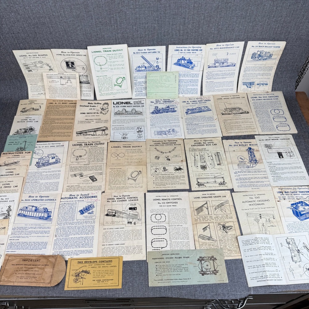 Lionel Postwar Original Instruction Sheets Manuals - LOT of 40